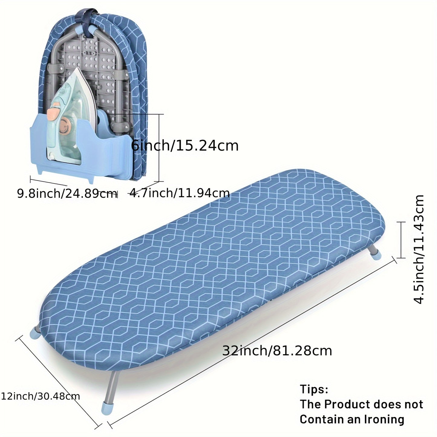 Portable Tabletop Ironing Board with Iron Holder & 2 Heat-Resistant Covers - Compact Metal Ironing Board with Non-Slip Feet, Striped Design for Home, Travel, Camping - Perfect Gift for Thanksgiving, Christmas