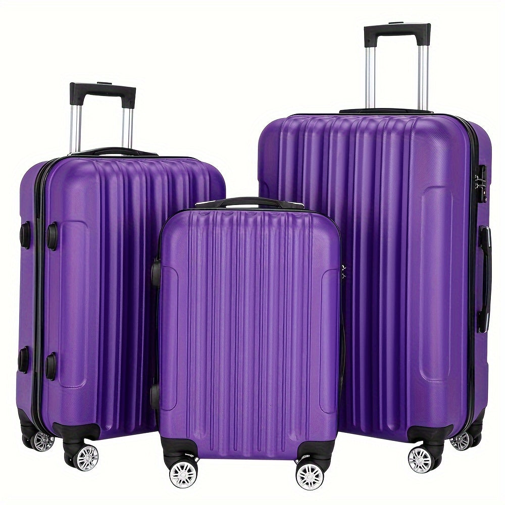 ABS Luggage 3 Hardshell Set With 20 24 28 Inch Aluminum Handle Spinner TSA Lock