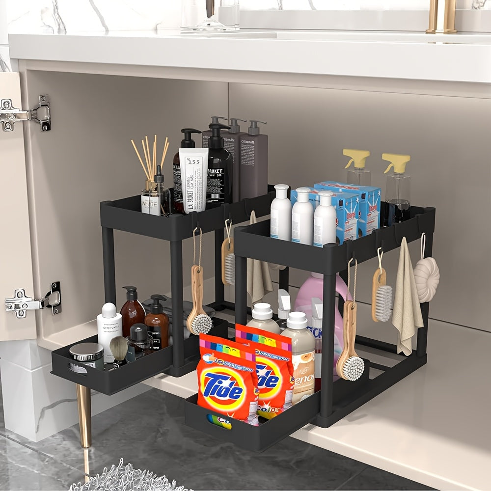 2 Pack Under Sink Organizer - Multi-Purpose Sliding Basket